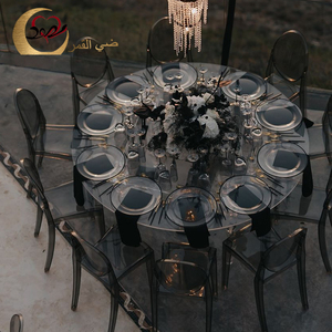 Table de salle à manger en acrylique ronde claire en verre de fête de mariage pour événements - Product Image 2