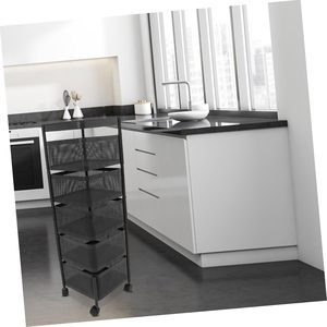 Chariot de Rangement de Cuisine Multifonctionnel et Mobile en Métal, Organisateur Rotatif pour Fruits et Snacks, Panier de Rangement pour Cuisine - Product Image 4