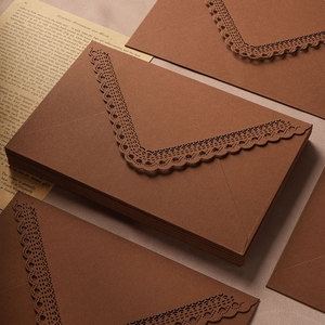Enveloppes en dentelle creuse vintage de couleur personnalisée, enveloppe d'emballage cadeau, enveloppe de carte d'invitation de mariage de luxe - Product Image 1