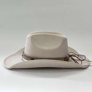 Chapeau <span class=keywords><strong>de</strong></span> cowboy en daim européen et américain à large bord incurvé avec décoration étoile pour les concerts <span class=keywords><strong>de</strong></span> musique country et les tenues décontractées - Product Image 3