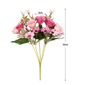 Bouquet de roses artificielles Dongchen Crafts, fleurs en soie, décoration de mariage et de maison, 10 boutons de roses, fabrication artisanale, origine Chine - Product Image 5