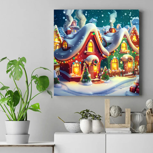 CHENISTORY Navidad pintura por números Kits nieve <span class=keywords><strong>casa</strong></span> dibujo sobre lienzo imagen por números para adultos Diy regalo - Product Image 3