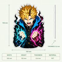 Autocollant Manga Anime 3D Lenticulaire Personnalisé Imperméable en PET Imprimé UV pour Décoration de Voiture, Réfrigérateur, Ordinateur Portable