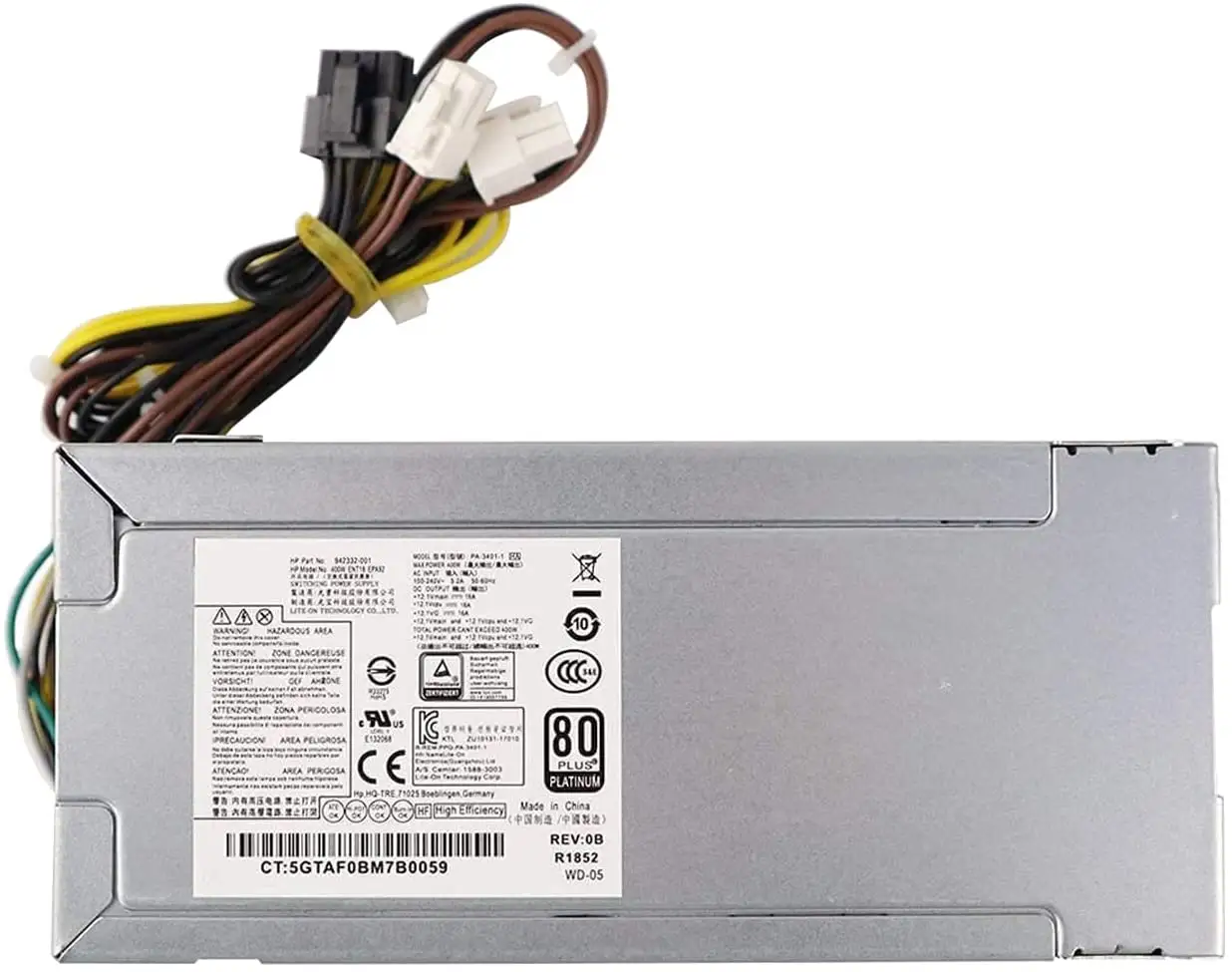 PSU 400W fuente de alimentación Compatible para HP 280, 288, 480, 600, 800 G3 G4 942332-001 PA-3401-1HA portátil