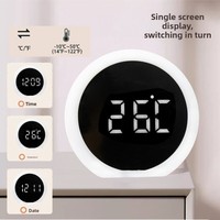 Réveil numérique LED multifonctionnel intelligent avec commande vocale, miroir, veilleuse, affichage de la température, en plastique