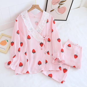 Pijama de <span class=keywords><strong>maternidad</strong></span> para mujer, ropa de dormir de algodón de manga larga para lactancia materna - Product Image 1