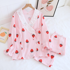 FETIVAMA Maternity & Nursing Pajama Set - Super Soft Cotton Sleepwear For Pregnant & Breastfeeding Moms