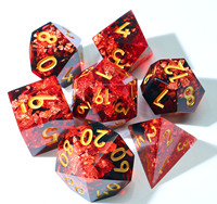 Jeu de dés en résine à bords tranchants, avec lettrage/décorations dorées pour le jeu de rôle Dungeons and Dragons - N40