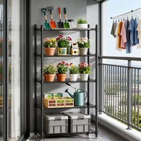 Ensemble d'étagères de rangement modernes en acier allié à 5 niveaux, revêtement poudré, pieds réglables, design peu encombrant, pour salle de bain, garage, cuisine, buanderie