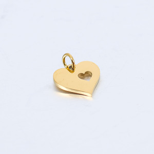 Jingxiang acero inoxidable espejo-Acabado ahuecado doble Corazón y melocotón totalmente pulido pequeño colgante Diy hecho a mano <span class=keywords><strong>Tita</strong></span> - Product Image 3