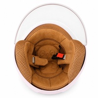 Casques de moto ouverts pour enfants, légers, avec visière large transparente, doublure en maille respirante, design mignon de dessins animés rose et bleu ciel