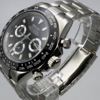 Jam Tangan VK63 Movement, Kalender Perak Putih, Bahan Baja Tahan Karat 904L, Enam Jarum, Timer Tersegmentasi, Jam Tangan Pria
