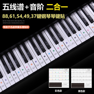Piano Keyboard Sticker Colorful Note <b>Labels</b> For 88 61 54 <b>Keys</b> Electronic Piano Roll Up Keyboard Music Learning Aid - Product Image 2
