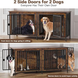 Cross-border indoor iron and wood combination pet dog kennel furniture style pet cage thickened large, <b>medium</b> and small dog - Product Image 2