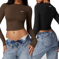 Camisetas cortas de manga corta ajustadas de alta calidad, ropa de algodón ajustada, Tops cortos de verano de Color sólido para mujer