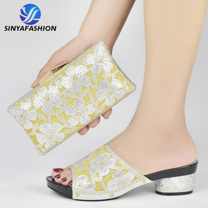 Bella signora partito <span class=keywords><strong>tacco</strong></span> <span class=keywords><strong>basso</strong></span> italiano <span class=keywords><strong>scarpe</strong></span> Set di alta qualità Pu <span class=keywords><strong>scarpe</strong></span> da abbinare alla borsa - Product Image 3