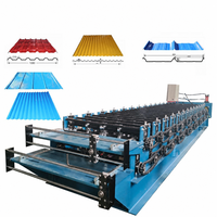 Machine automatique de formage de tôles de toiture à double couche avec commande PLC et écran tactile