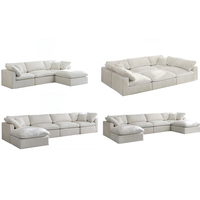 Canapé modulaire en forme de L en lin moderne pour salon, style nuage, vente en gros