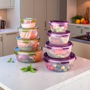 Ensemble de contenants de stockage alimentaire de <span class=keywords><strong>cuisine</strong></span> ronds réutilisables en PP sans BPA, hermétiques, anti-fuites, empilables, compatibles micro-ondes et lave-vaisselle - Product Image 1