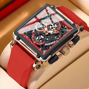Drioshipping Male Fashion Waterproof <b>Square</b> Quartz Hollow Out Design <b>Men</b> <b>Watch</b> Business Wristwatch - Product Image 1
