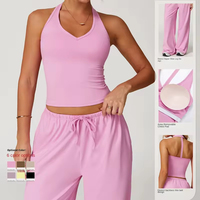 MAYYOUNG Grosir Kustom Pakaian Olahraga Wanita Ramah Lingkungan Celana Panjang Senam Atasan Crop Top Yoga Setelan 2 Potong Pakaian Olahraga Bermotif untuk Musim Dingin