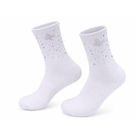 Chaussettes mi-mollet côtelées personnalisées avec strass et couleurs, chaussettes antidérapantes à pois en forme de cœur pour le yoga et le fitness