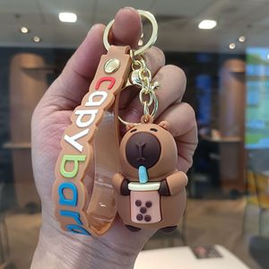 Bán buôn nhà sản xuất 3D PVC nhựa trẻ em dễ thương phim hoạt hình thiết kế xe Móc Chìa Khóa Vòng Sáng tạo capybara Keyring Keychain - Product Image 6