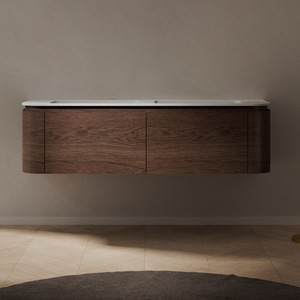 Nordic style wood grain bathroom cabinet, wall mounted washbasin <b>small</b>-sized bathroom storage cabinet - Product Image 3