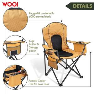 Chaise pliante de camping WOQI Outdoor, structure en aluminium beige, tissu Oxford, 40,5 pouces, avec porte-gobelet et accoudoirs rembourrés - Product Image 4