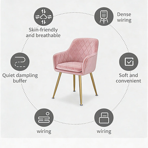 Sedia da Pranzo in Velluto con Schienale Imbottito e Gambe in Metallo, Poltrona per Sala da Pranzo e <span class=keywords><strong>Cucina</strong></span>, Produzione Diretta - Product Image 3