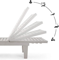 Chaise longue grise réglable en 5 positions, imperméable, légère, pour utilisation en extérieur, piscine, pelouse, en plastique