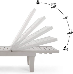 Chaise longue grise réglable en 5 positions, imperméable, légère, pour utilisation en extérieur, piscine, pelouse, en plastique - Product Image 4