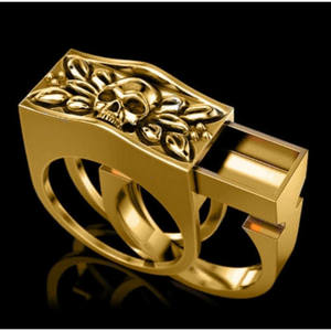 H139 <b>Men's</b> Stainless Steel <b>Ring</b> With Skull Pattern 18K Gold Plated Gift Fashion Jewelry For <b>Men</b> - Product Image 2