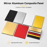 Panneau composite en aluminium (ACP) 4x8 finition or miroir, résistant au feu A2, écologique, pour façade de bâtiment et mur-rideau