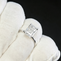 Bijoux fins, bague solitaire en argent sterling 925 avec moissanite taille émeraude GRA 3 carats, classique, 4 griffes, bague de promesse de mariage pour femmes
