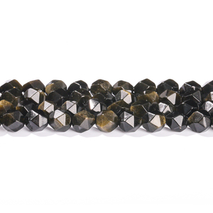 JD gemme 6-10MM oro naturale ossidiana a forma di diamante perline di fabbrica sfaccettate perle di pietra naturale per la creazione di gioielli - Product Image 3