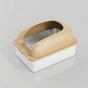 Große Quadratische Katzentoilette aus PP und Edelstahl, 20L, Leicht zu Reinigen, Geräumig, Lebensmittelecht, mit Schaufel und Matte, Individuelle Farbe, Großhandel MOQ 2000 - Product Image 4