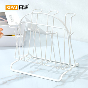 Ripai Wrought Iron Cup Holder Triple Glass Storage <b>Rack</b> Space Saving Design For <b>Kitchen</b> countertop - Product Image 2