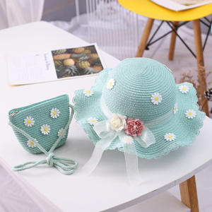 Sombrero <span class=keywords><strong>de</strong></span> Paja para Niña, con Lazo y Flor, para Playa, Verano, Protección Solar, Estilo <span class=keywords><strong>Pescador</strong></span>, Conjunto con Bolsa, para Padres e Hijos - Product Image 2