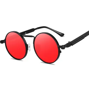 Óculos de sol feminino steampunk, óculos de sol clássico refletivo, metálico, para mulheres dda90
