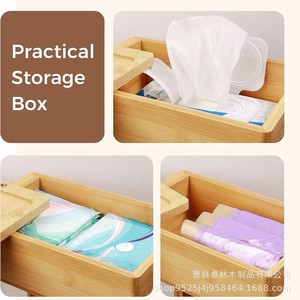 Floor-standing wooden <b>tissue</b> holder, bathroom toilet <b>paper</b> holder with base, rotatable lid, and upright mobile phone storage - Product Image 5