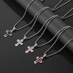 Mode Punk <span class=keywords><strong>Croix</strong></span> Flèche Sautoirs Colliers Vente Chaude Dernier Hip Hop Zircon <span class=keywords><strong>Croix</strong></span> Collier <span class=keywords><strong>pour</strong></span> Hommes - Product Image 1