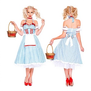 Robe Dirndl traditionnelle bavaroise en tissu de coton à carreaux, costume de demoiselle d'honneur allemande pour l'Oktoberfest, costume d'Halloween - Product Image 1