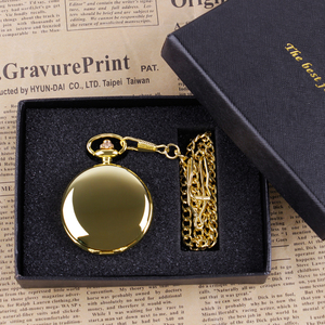 Coffret Cadeau <span class=keywords><strong>Montre</strong></span> de Poche en Quartz Doré de Luxe pour la Famille, Pendentif Collier Tendance Décontracté Unisexe, Montres à Chaîne de Poche avec Boîte - Product Image 4