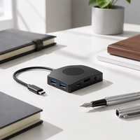 USB-C 8-in-1 Docking Hub PD3.0 USB 3.0 Perangkat Pengambilan Video Input Audio untuk Siaran Langsung