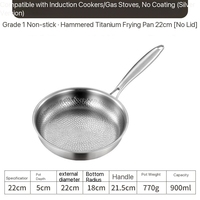 Poêle à sauter en titane non revêtue, texture martelée, antiadhésive, compatible induction et gaz, pour la cuisine domestique – Meilleure vente