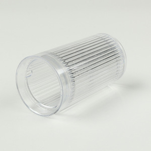 Transparent <b>Plastic</b> <b>Drink</b> <b>Cup</b> 9.5X5X5 For Coffee Milk Serving With Ribbed Design - Product Image 5