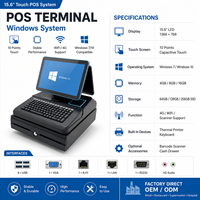 Système de point de vente RUINAI RN-K14 avec double écran tactile capacitif Windows/Android Wi-Fi 6 pour supermarchés et restaurants