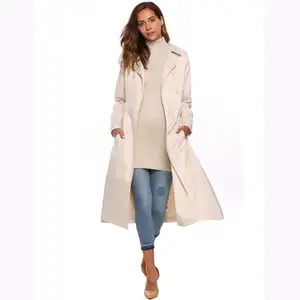 흑백 트렌치 코트 여성용 겨울 트렌치 롱 자켓 & 코트 여성용 캐주얼 폴리에스터 짠 표준 일반 염색