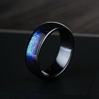 Bague en acier inoxydable avec sable liquide ciel étoilé - Style hip-hop et minimaliste, cadeau pour la Saint-Valentin et le Ramadan